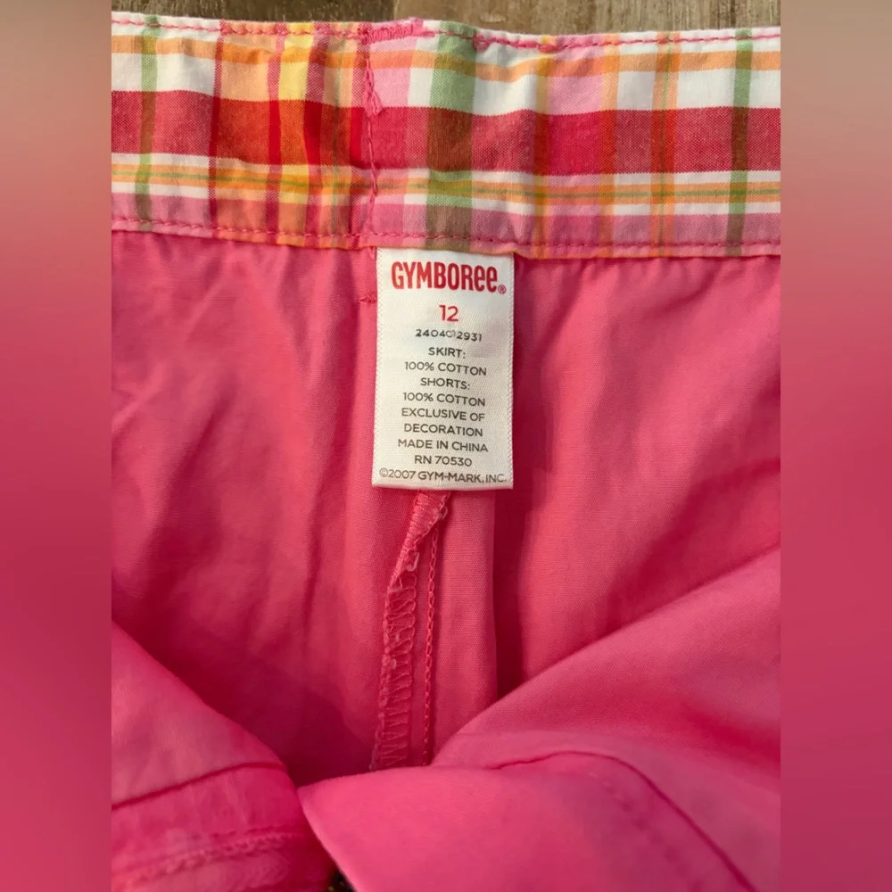 Gymboree Skort Skirt Girl's Pink A-Line Cherry Embroidery Size 12 Cotton